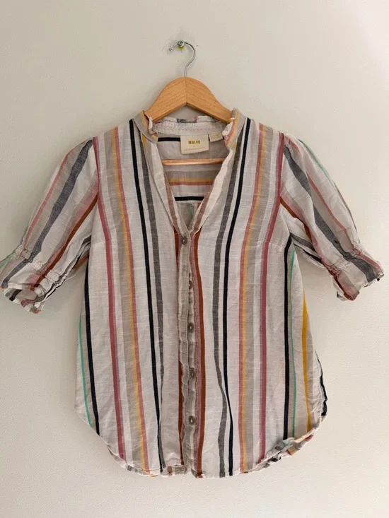 Mossimo Multicolor Striped Button-Front Blouse - Picture 1 of 3